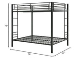Full Over Full Sturdy Black Metal Bunk Bed